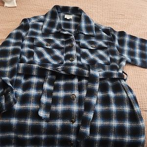 Large (12-14) plaid blue/black/white wool jacket